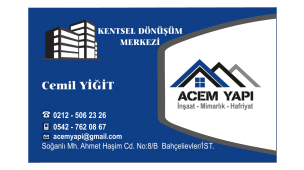 Acem Yapı Kentsel Dönüşüm Merkezi (İnşaat-Mimarlık-Hafriyat)