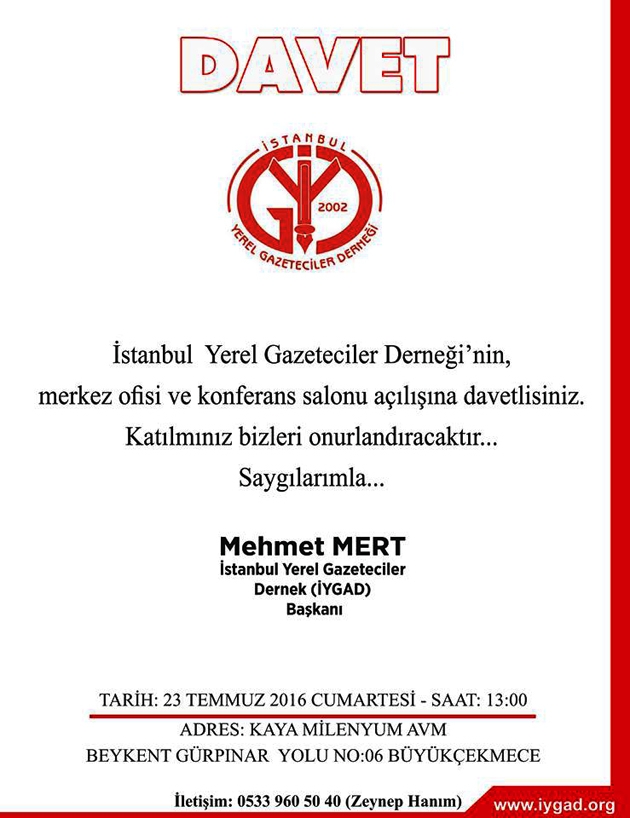 İYGAD merkez ofisi 23 Temmuz’da görkemli bir törenle açılacak