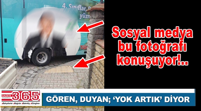 Belediyeye ait aracın engelli yolunu kapatması tepkilere neden oldu