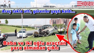 Bakırköy'de feci kaza: Baba ve iki oğlunun bulunduğu araç takla attı