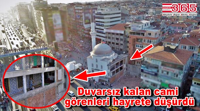 Bahçelievler'de bir duvarı olmayan cami havadan görüntülendi