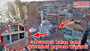 Bahçelievler'de bir duvarı olmayan cami havadan görüntülendi