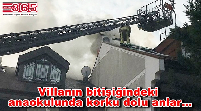 Bakırköy'de bir villanın çatısında yangın çıktı