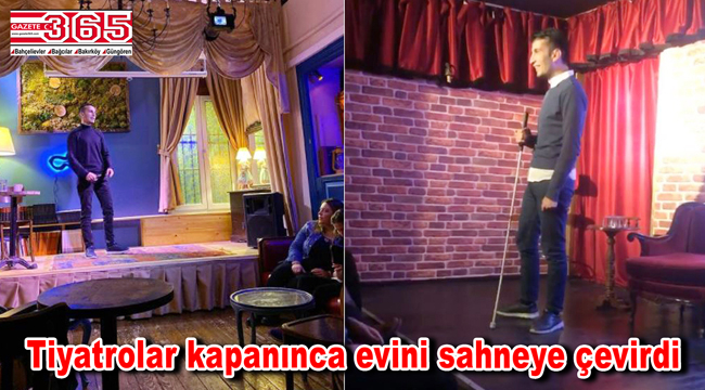 Görme engelli Hamza Demir, evinden online Stand up gösterisi yapıyor