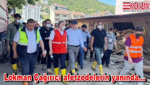 İçişleri Bakanı Soylu ile Lokman Çağırıcı afet bölgesi Bozkurt’ta