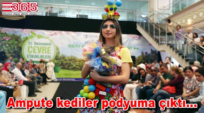 Ampute kediler podyumdan çevre mesajı verdi