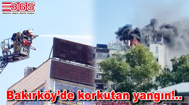 Bakırköy'de bir iş hanının çatısında yangın çıktı