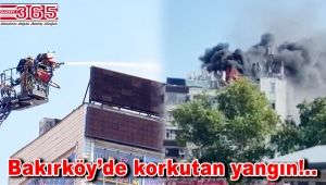Bakırköy'de bir iş hanının çatısında yangın çıktı