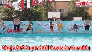 Bağcılarlı çocuklar havuzlarda serinliyor