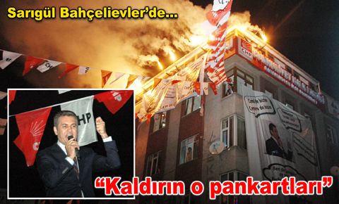 Sarıgül,  ilçe binasındaki dev pankartları kaldırttı