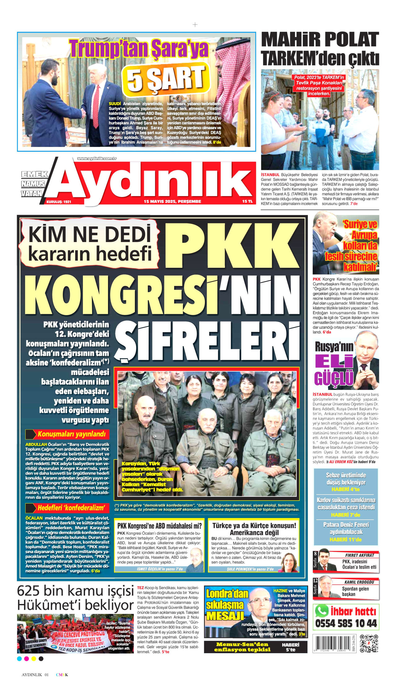 AYDINLIK GAZETESİ Gazete Manşeti