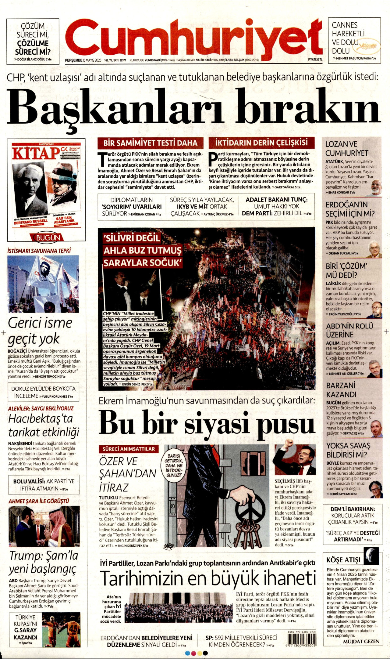 CUMHURİYET Gazete Manşeti