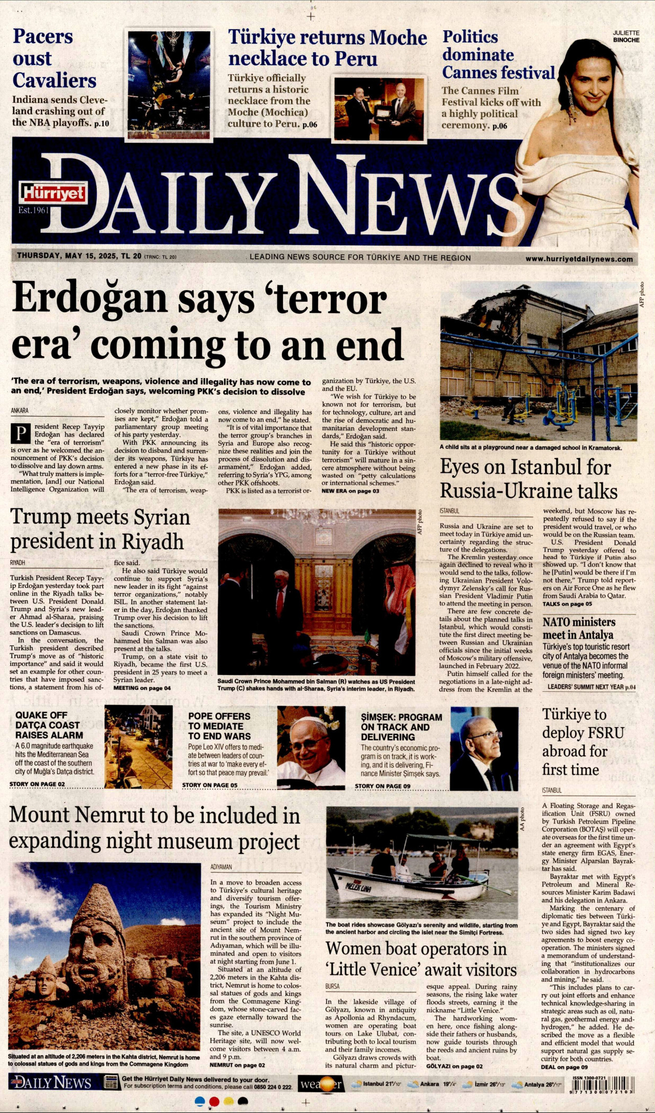 HÜRRİYET DAİLY NEWS Gazete Manşeti