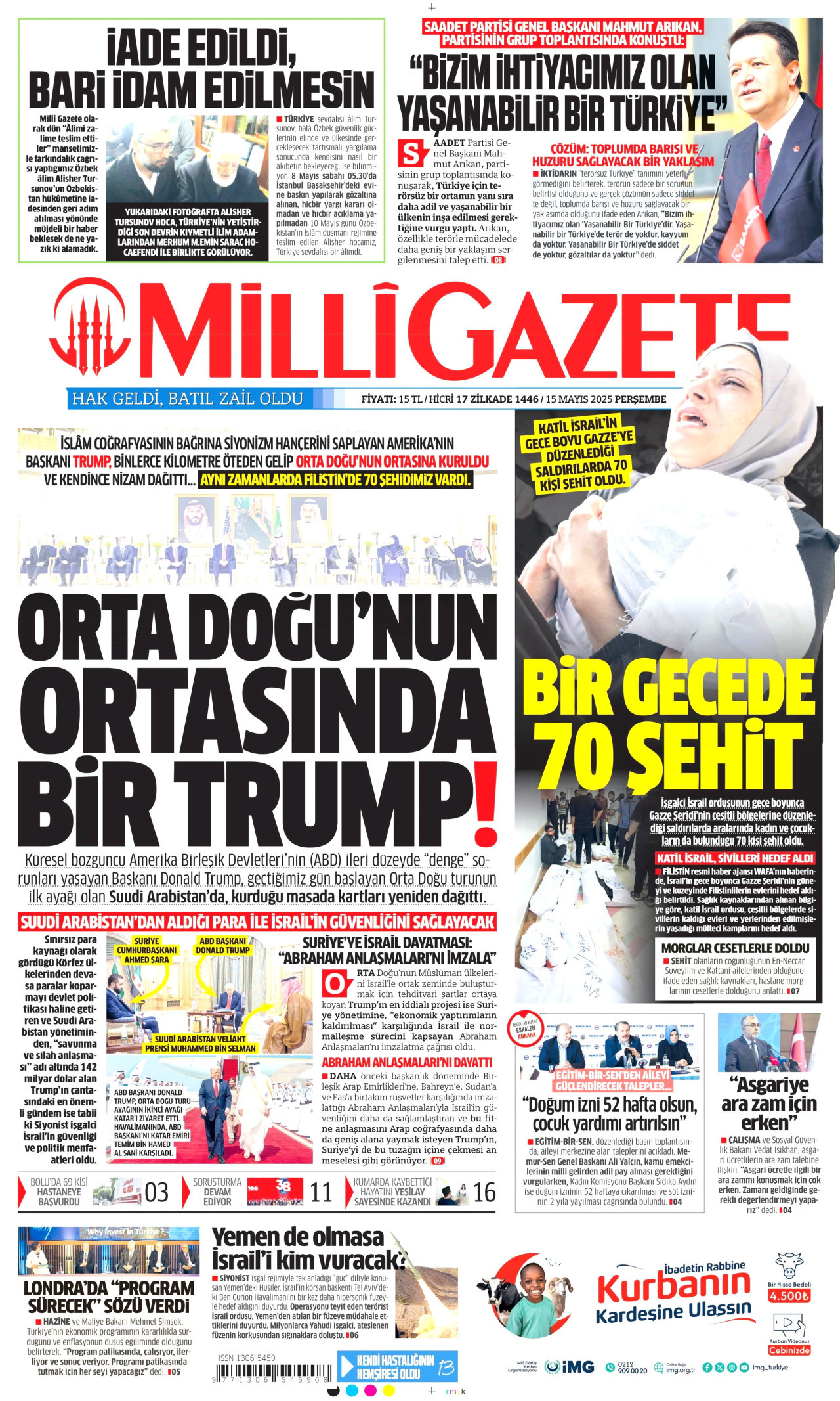 MİLLİ GAZETE Gazete Manşeti