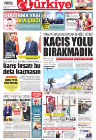 TÜRKİYE GAZETESİ Gazete Manşeti