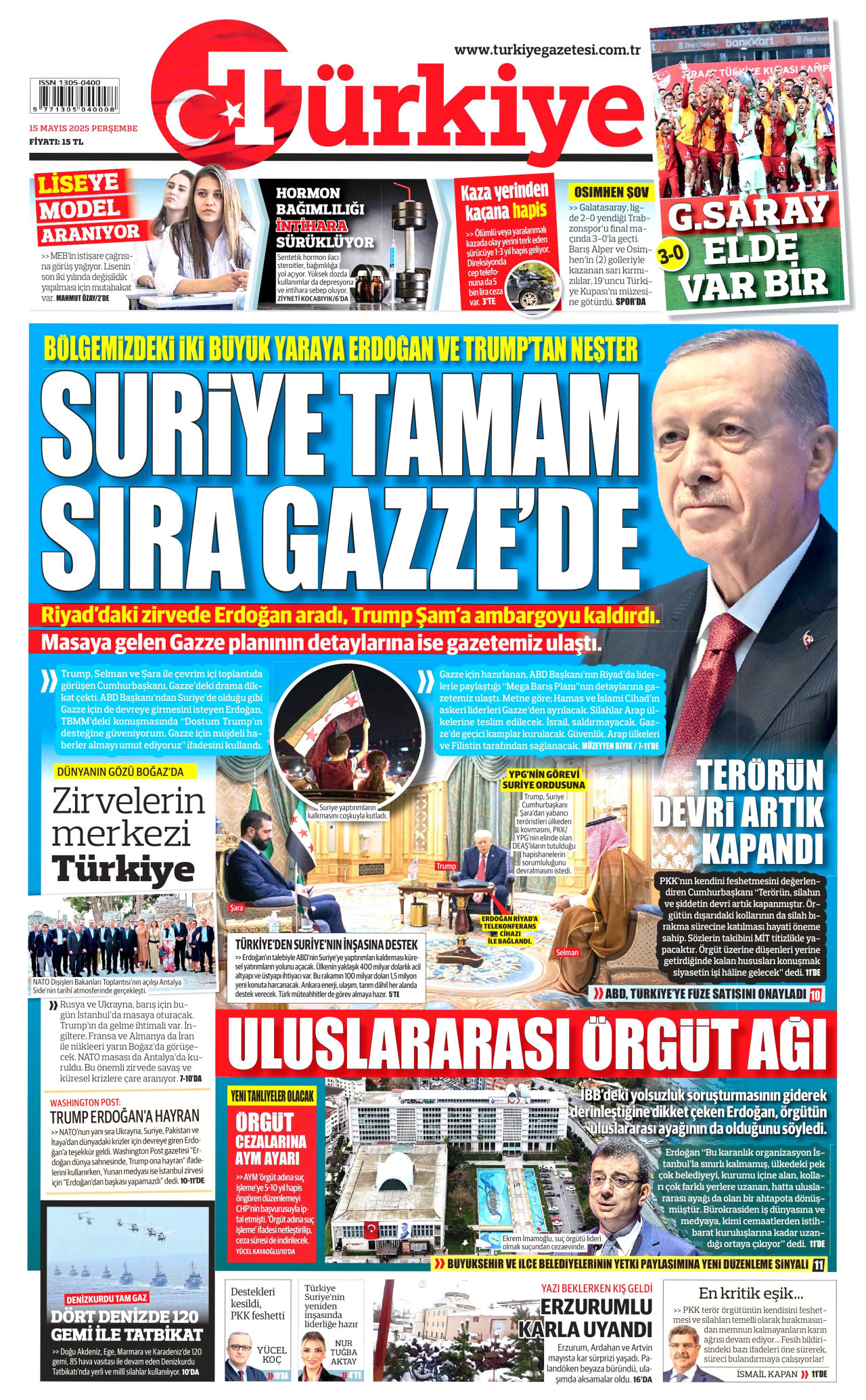 TÜRKİYE GAZETESİ Gazete Manşeti