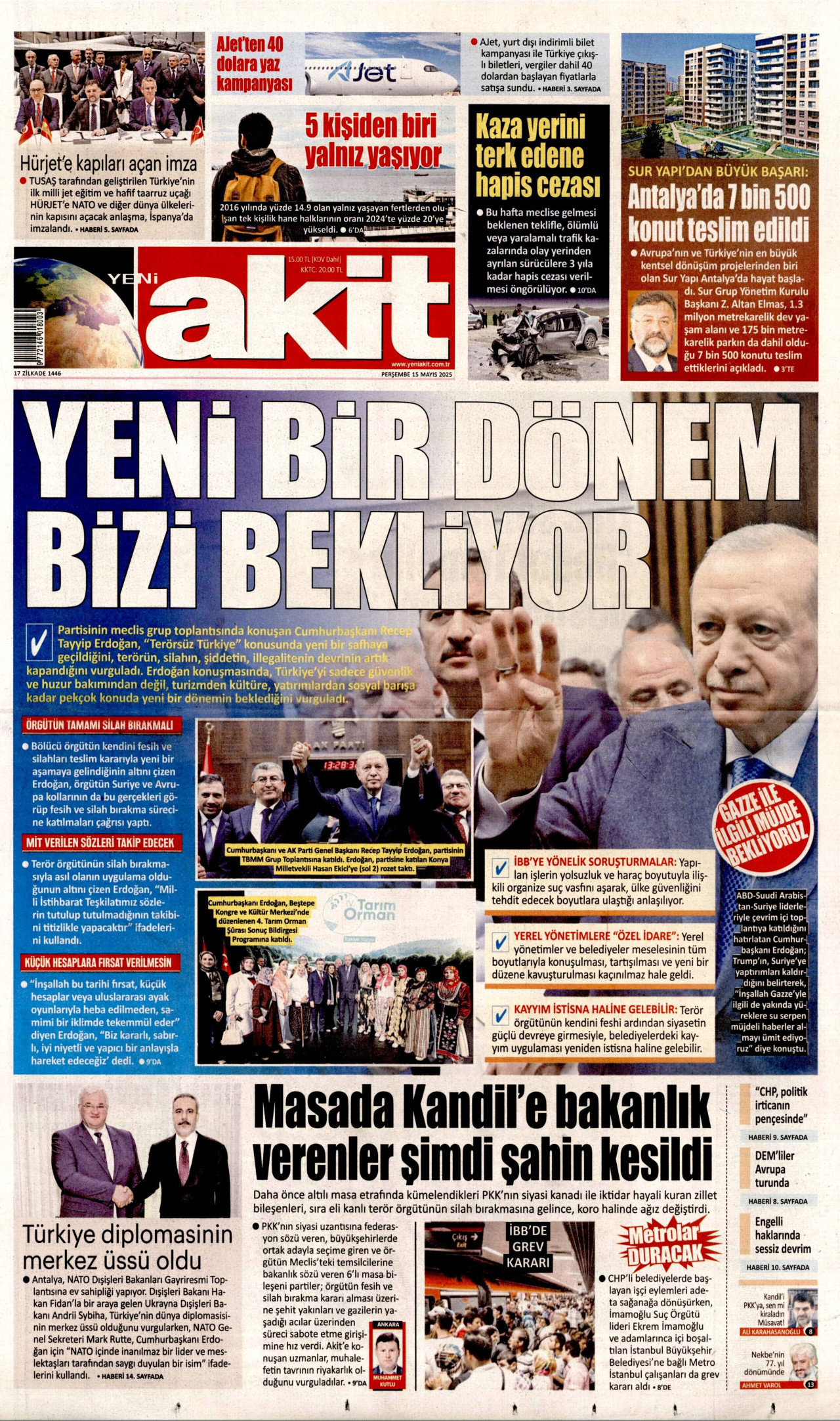 YENİ AKİT Gazete Manşeti