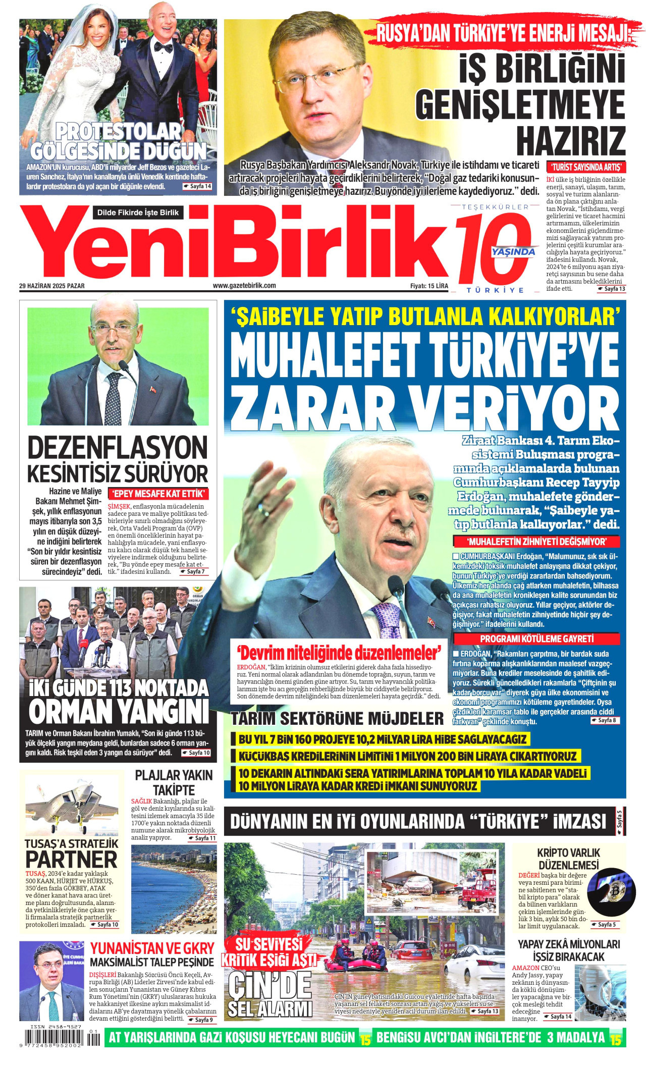 YENİBİRLİK Gazete Manşeti